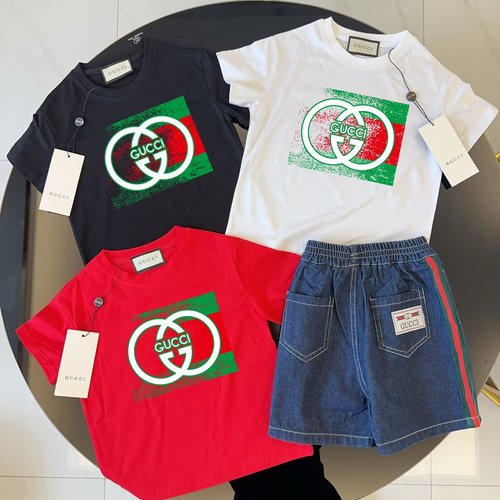 Gucci Kids Unisex Cotton T-Shirt & Denim Shorts Set 