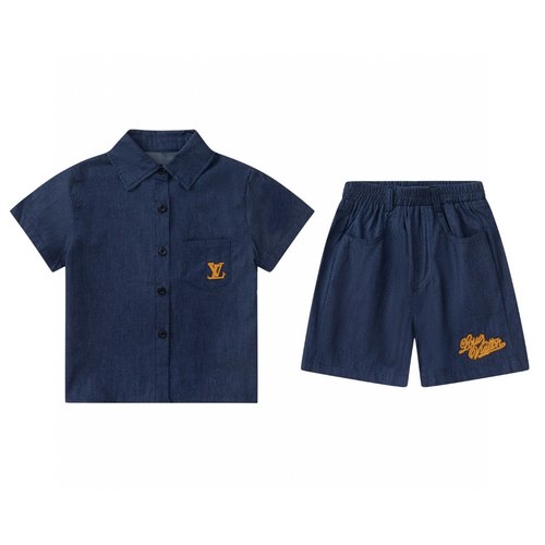 LV Boys Tencel-Cotton Denim Set with 3D Embroidery 