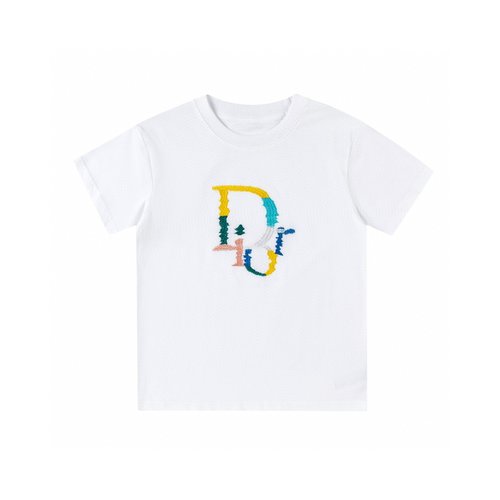 Dior Unisex Kids Colorful Embroidered Cotton T-Shirts