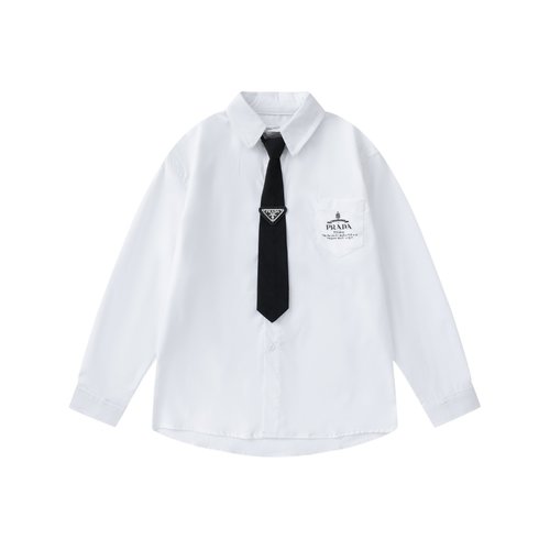 Prada Kids Faux Two-Piece Detachable Tie Cotton Shirt