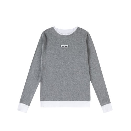 Miu Miu Girls Colorblock Mock Two-Piece Cotton Long Tee