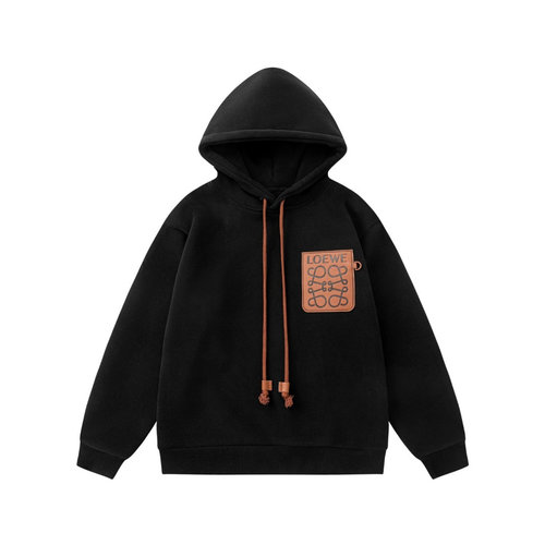 Loewe Unisex Kids Fleece Sweatshirt with Leather Pocket & Color Block