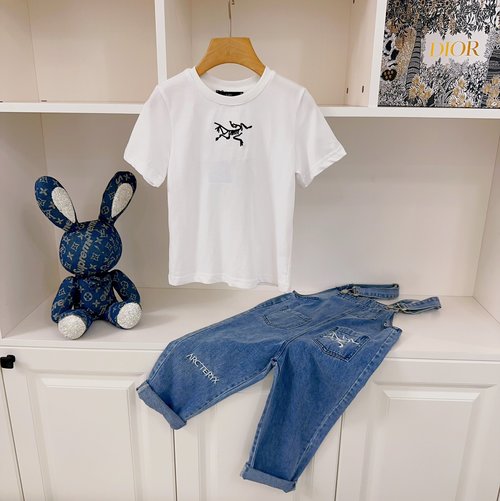 ArcTeryx Kids Premium Outfit - Cotton Tee & Washed Denim Overalls