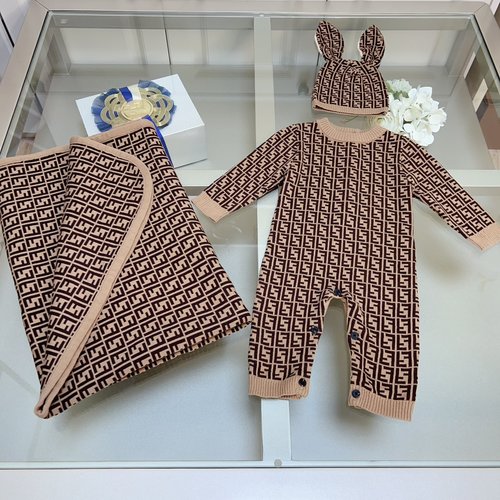 Fendi Premium Unisex Baby Romper & Swaddle Set 