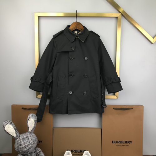 Burberry Kids Trench Coat Cotton Real Leather Belt & Cuffs