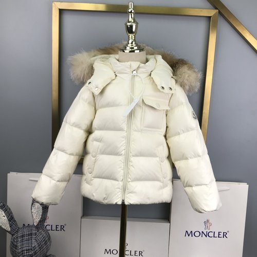 Moncler Kids Premium Down Jacket with Fur Collar & Mixed Fabrics 
