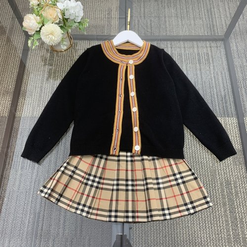 Burberry Girls 3-Piece Merino Wool Ribbon-Trimmed Cotton Skirt Set