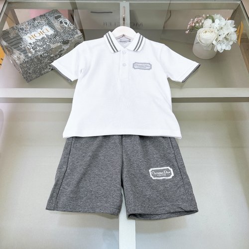 Dior Boys High-End Pique Polo & Shorts Set