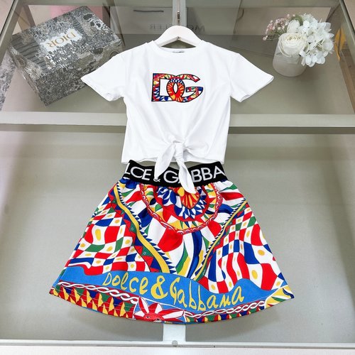 D & G Girls Linen-Like Dress Set with Vibrant Digital Print