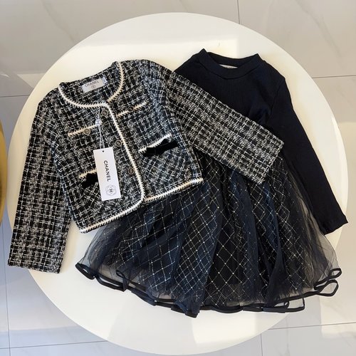 Chanel High-End Girls Skirt Set with Jacket