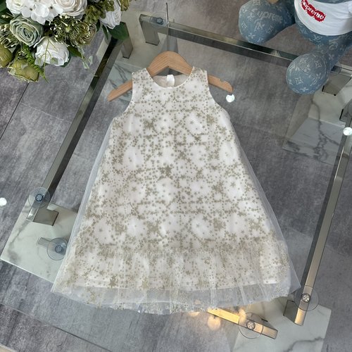 Dior Sparkly Star Tulle Dress for Girls, Cotton-Lined 