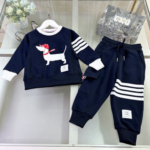 Thom Bn High-end Kids Cotton Tracksuits with Classic 4-Stripe Design