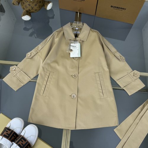 Burberry Kids Waterproof Trench Coat with Vintage Check Lining 