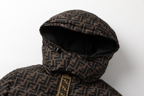 Fendi Unisex Kids Reversible Duck Down Jacket with Removable Hood