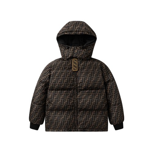 Fendi Kids Reversible Down Jacket with Removable Hood, Comfortable & Stylish