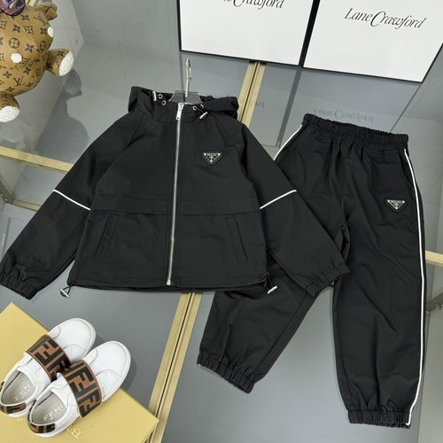 Prada Kids Unisex Outfit Set, Custom Woven Cotton, Comfortable & Stylish
