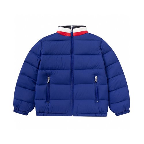 Moncler Unisex Kids Color Collar Down Jacket Electric Blue