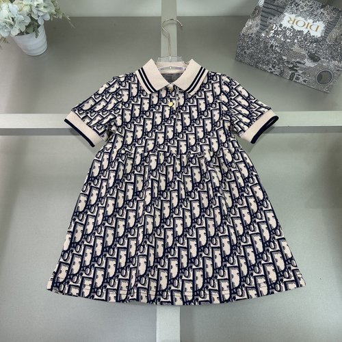 Dior Girls Polo Collar Dress - High-end Kids Cotton Comfortable 