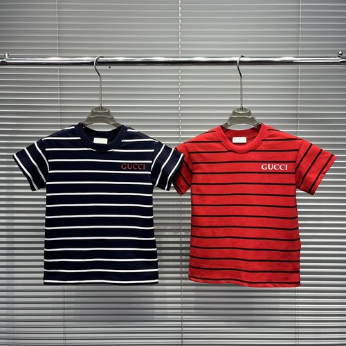 Gucci Kids Striped Cotton T-Shirt - Navy & Red, Comfortable Stylish 