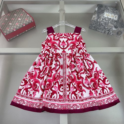 D & G Girls Floral Blue & White Linen-Cotton Sundress