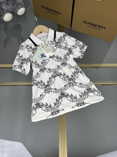 Burberry Girls Designer Check Print Cotton Dress 