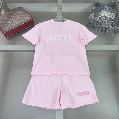 Fendi Kids Premium Cotton Sets with Toothbrush Embroidery (Navy/Pink)