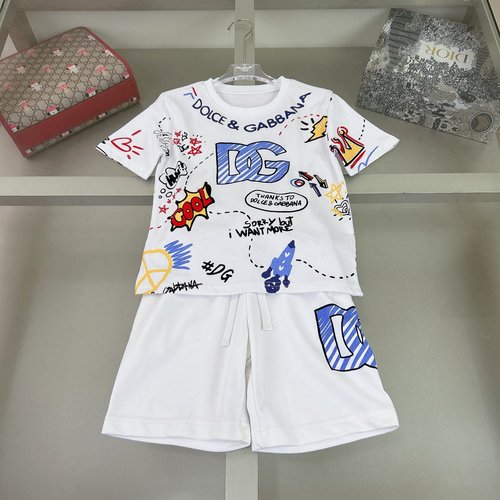 D & G Kids Classic Pattern Eco-Print Casual Outfit Set 