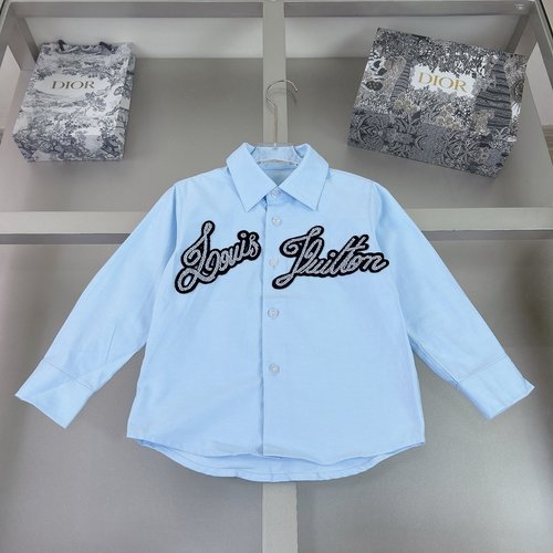 LV High-End Kids Unisex Cotton Shirt with Cute Prints & Beads