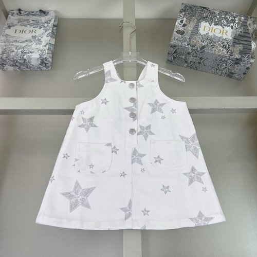 Dior Girls Sleeveless Dress with Hand-Painted Stars & Soft Cotton 