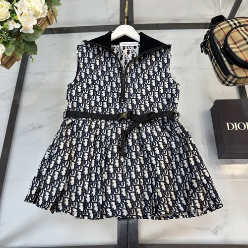 Dior Girls Blue Imported Jacquard Dress, Comfortable 