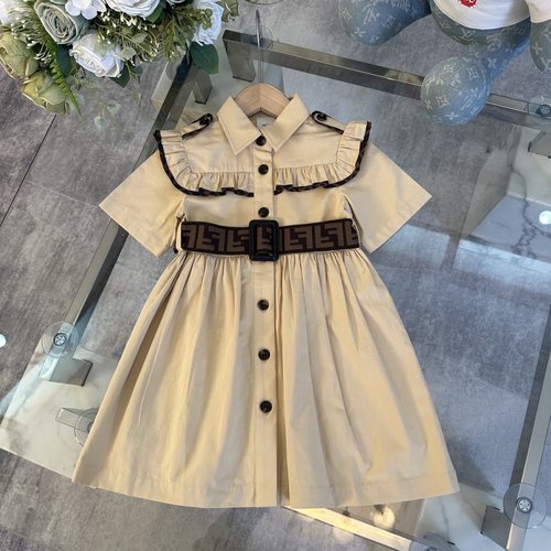 Fendi Girls High-End Cotton Dress, Comfortable & Stylish 