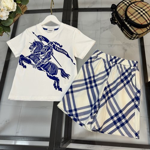 Burberry High-End Kids Cotton-Blend Plaid Shorts Set