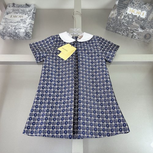 Gucci Girls Doll Collar Dress with Logo Buttons 