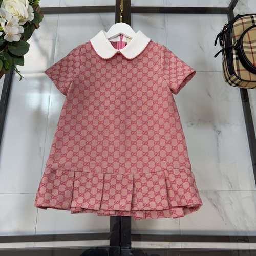 Gucci Soft Carmine Red Jacquard Girls Dress 