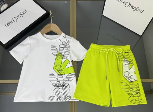 Armani Premium Kids Cotton Set with Logo Graffiti Print