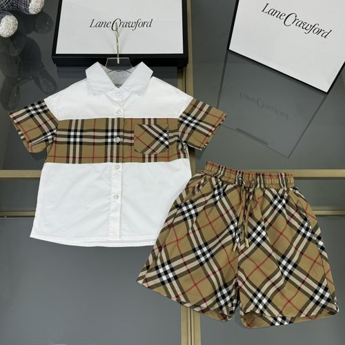 Burberry Unisex Kids Plaid Woven Cotton Set 