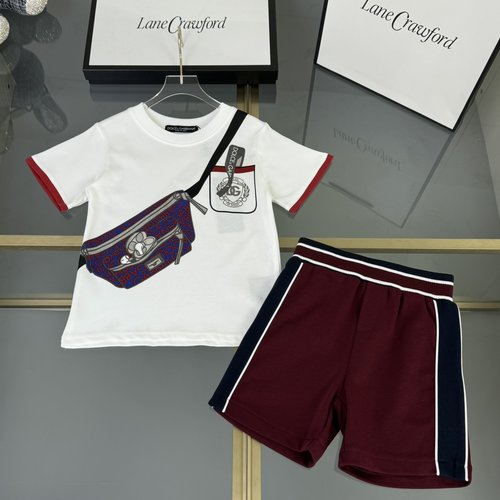 D & G Premium Kids Cotton Outfit Set with 3D Printed Chest Bag