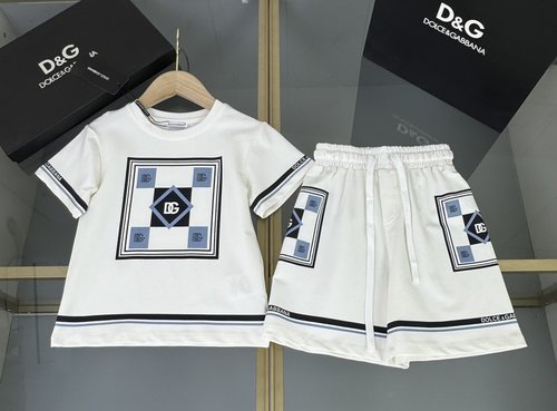 D & G Unisex Kids Checkered Letter Print Cotton Set 