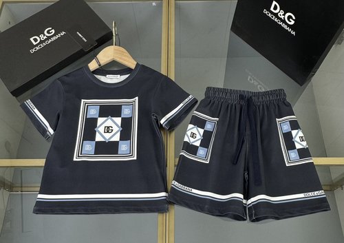 D & G Unisex Kids Cotton Sets: Letter Print & Grid