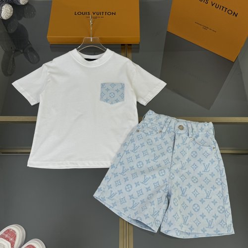 LV High-End Unisex Kids Set - Cotton & Washed Denim