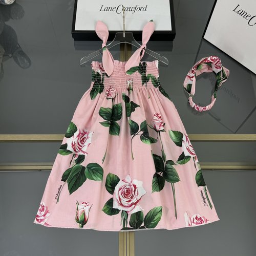 D & G Premium Girls Sleeveless Sundress with Headband, Pleated Cotton Skirt