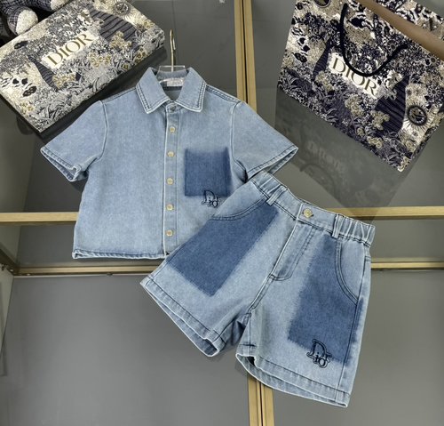 Dior Kids Jacquard Wash Denim Outfit Set 