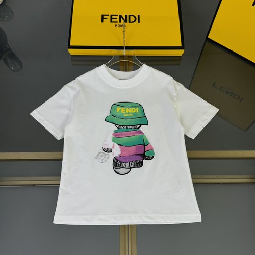 Fendi Kids Classic Graffiti Cotton T-Shirt with Foam Print