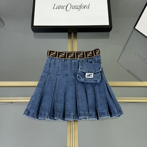 Fendi Girls Premium Washed Denim Skirt