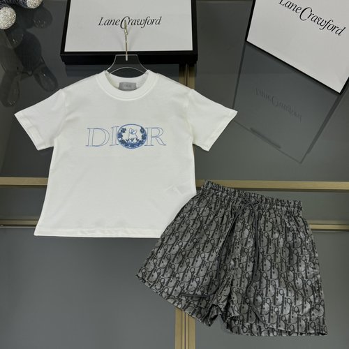Dior Kids Premium Outfit - Embroidered Tee & Printed Shorts 
