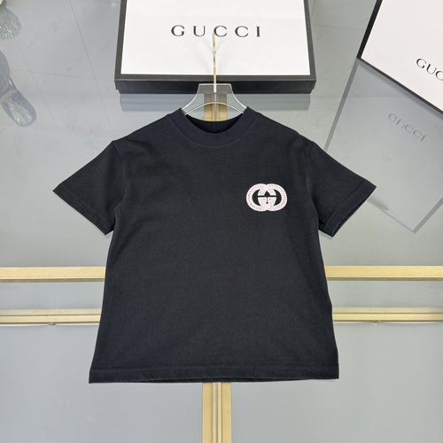 Gucci High-End Washed 100 Cotton Unisex Kids T-Shirt with Hollow Embroidery