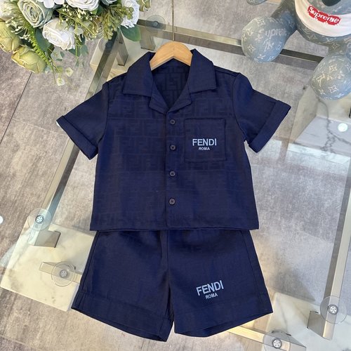 Fendi Boys Navy Jacquard Set, Comfortable & Stylish 