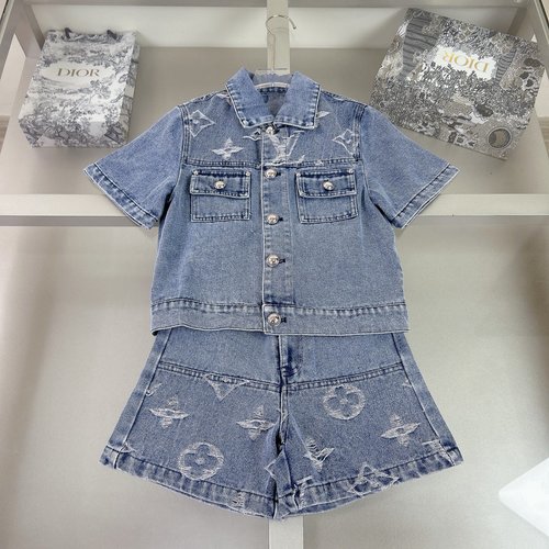 LV Kids Denim Set - Classic Monogram, Custom Washed Jacquard