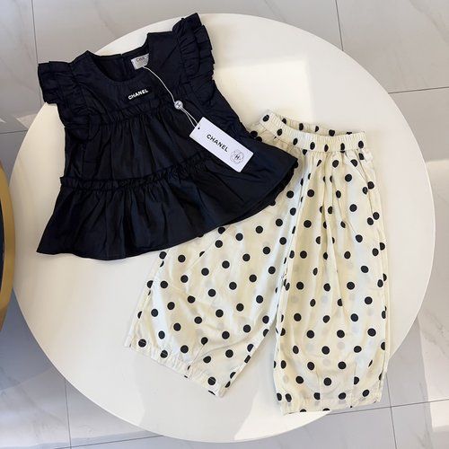 Chanel Girls Premium Cotton T-Shirt & Wide-Leg Pants Set