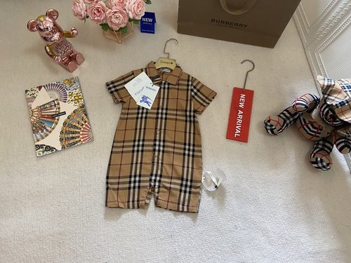 Burberry High-end Unisex Baby Onesie - Cotton Woven, Eco Print